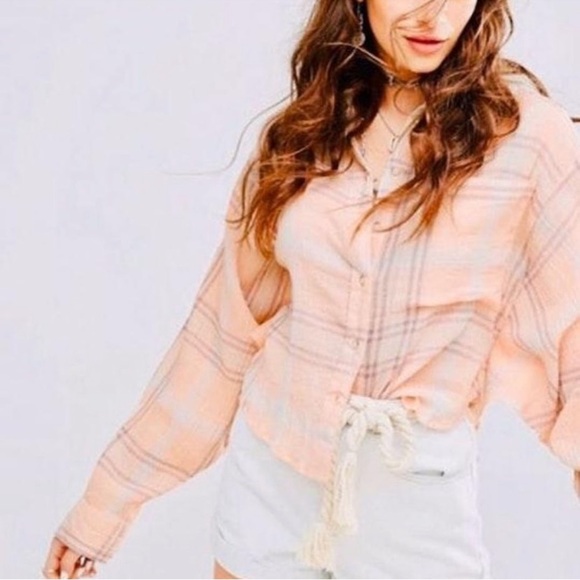 Free People Paradise Garden Cropped Cutie Button Up Blouse, Small MSRP $88 - Picture 5 of 10